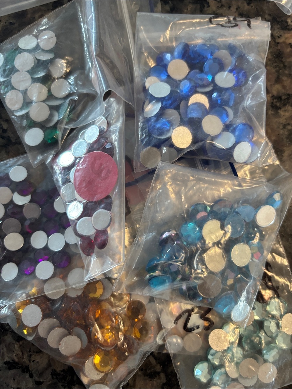 Mixed Round Flatback Rhinestone Gems - Assorted Colors approx 300+